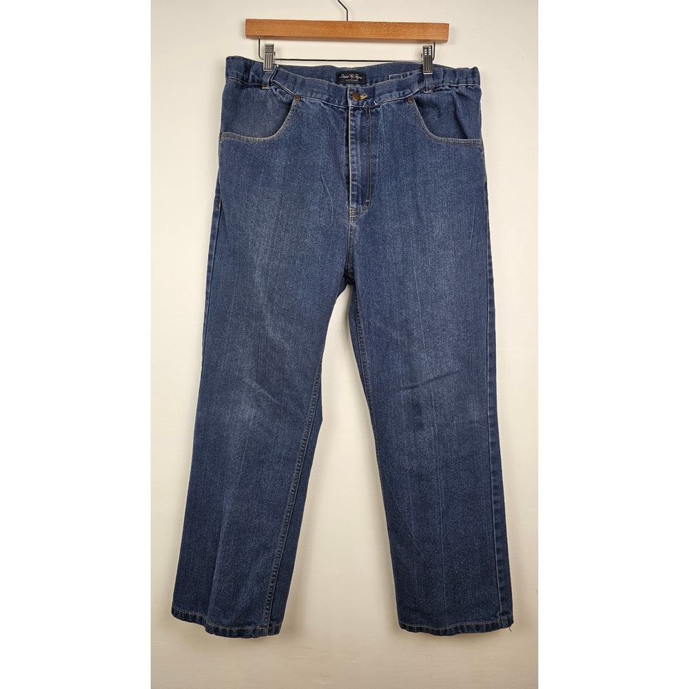 David Taylor Jeans Mens 38 Blue Comfort Fit Straight Leg Elastic Waist Denim